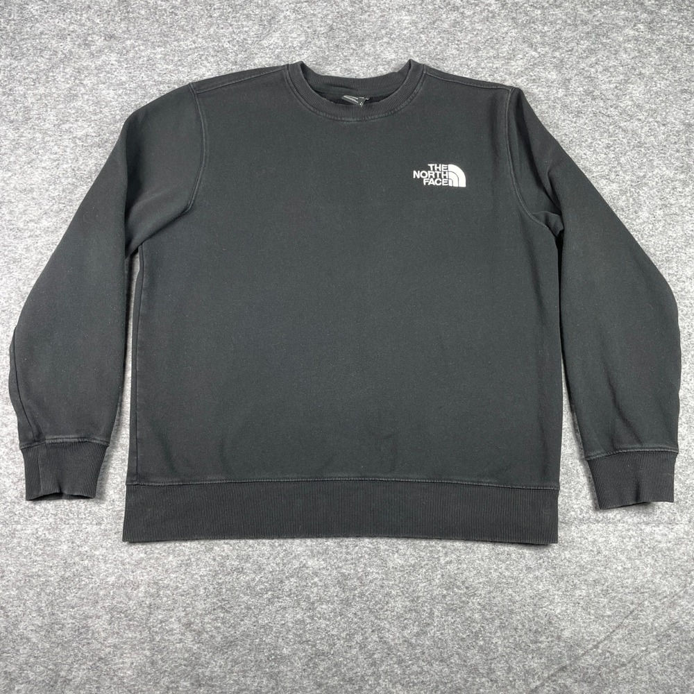 The North Face Sweatshirt Mens L Black Crew Neck Fleece Pullover Standard Fit - Picture 1 of 11